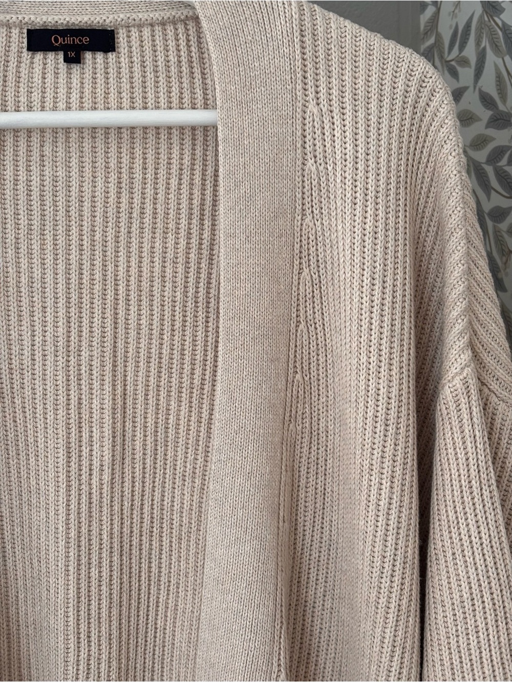 QUINCE 100% Organic Cotton Oversized Cardigan Speckled Beige Sz 1X NWT - Picture 2 of 9